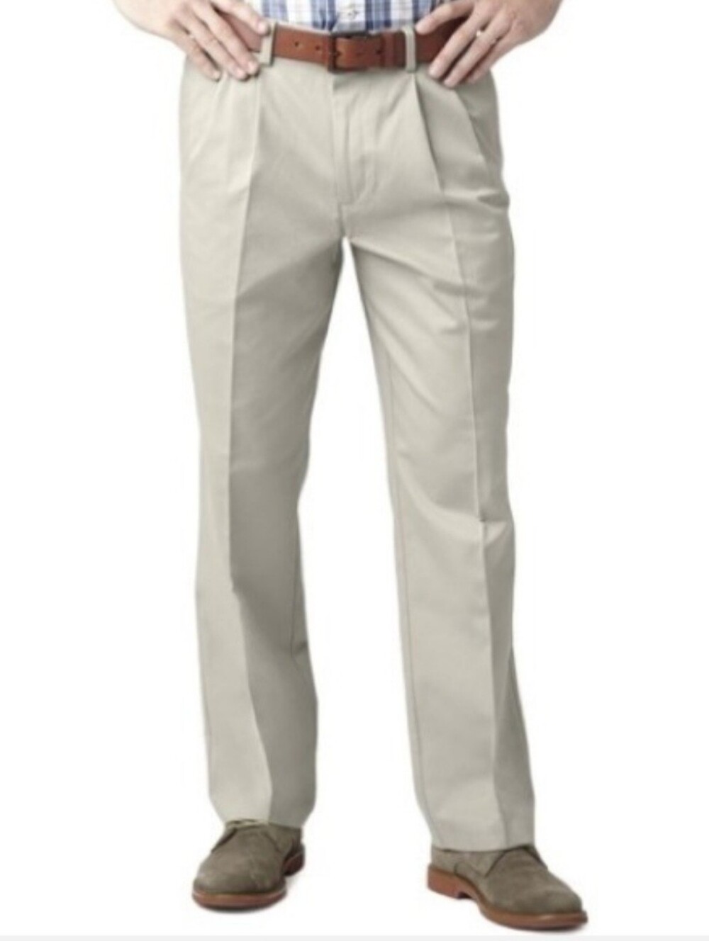 Dockers Mens Big Tall Easy Khaki Classic Fit Chino Pleated Stretch 44x29 Tan NWT